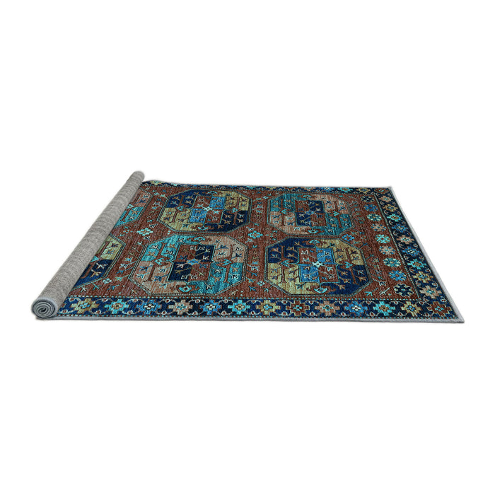 Sideview of Machine Washable Oriental Light Blue Industrial Rug, wshurb2296lblu