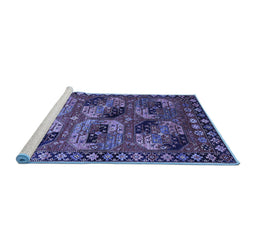 Sideview of Machine Washable Oriental Blue Industrial Rug, wshurb2296blu