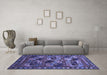 Machine Washable Oriental Blue Industrial Rug in a Living Room, wshurb2296blu