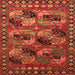 Square Machine Washable Oriental Orange Industrial Area Rugs, wshurb2296org