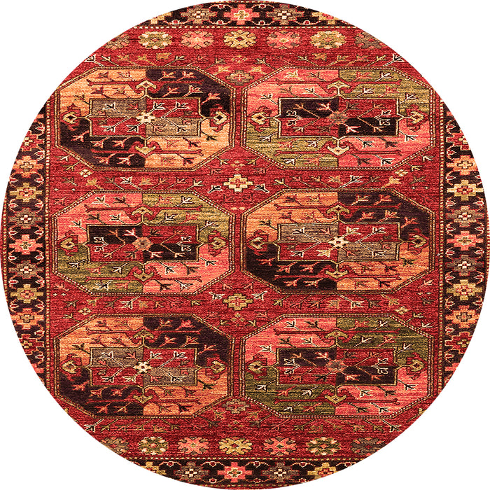 Round Machine Washable Oriental Orange Industrial Area Rugs, wshurb2296org