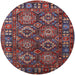 Round Machine Washable Industrial Modern Saffron Red Rug, wshurb2297