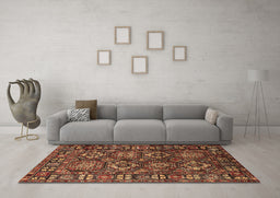 Machine Washable Oriental Brown Industrial Rug in a Living Room,, wshurb2297brn