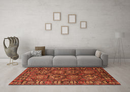 Machine Washable Oriental Orange Industrial Area Rugs in a Living Room, wshurb2297org