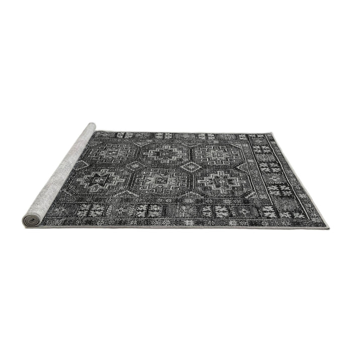 Sideview of Machine Washable Oriental Gray Industrial Rug, wshurb2297gry