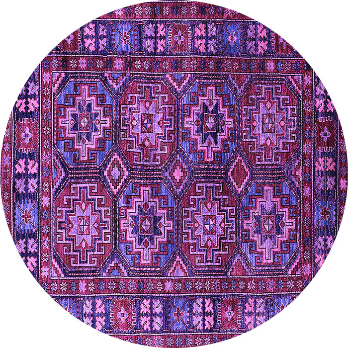 Round Machine Washable Oriental Purple Industrial Area Rugs, wshurb2297pur