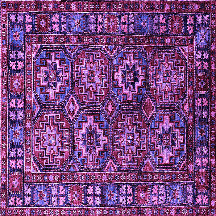 Square Machine Washable Oriental Purple Industrial Area Rugs, wshurb2297pur