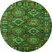 Round Oriental Green Industrial Rug, urb2297grn