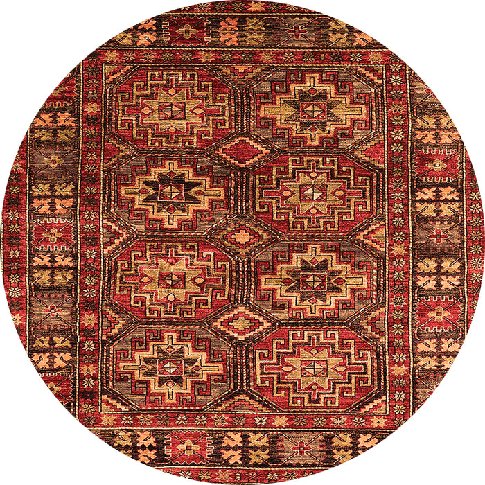 Round Oriental Orange Industrial Rug, urb2297org