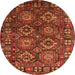 Round Oriental Orange Industrial Rug, urb2297org