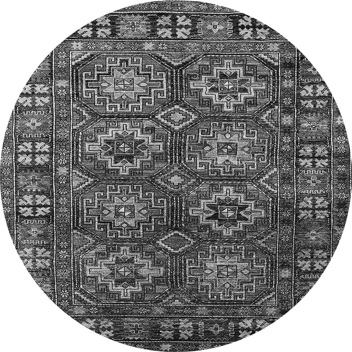 Round Machine Washable Oriental Gray Industrial Rug, wshurb2297gry