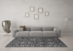 Machine Washable Oriental Gray Industrial Rug in a Living Room,, wshurb2297gry