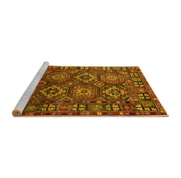 Sideview of Machine Washable Oriental Yellow Industrial Rug, wshurb2297yw