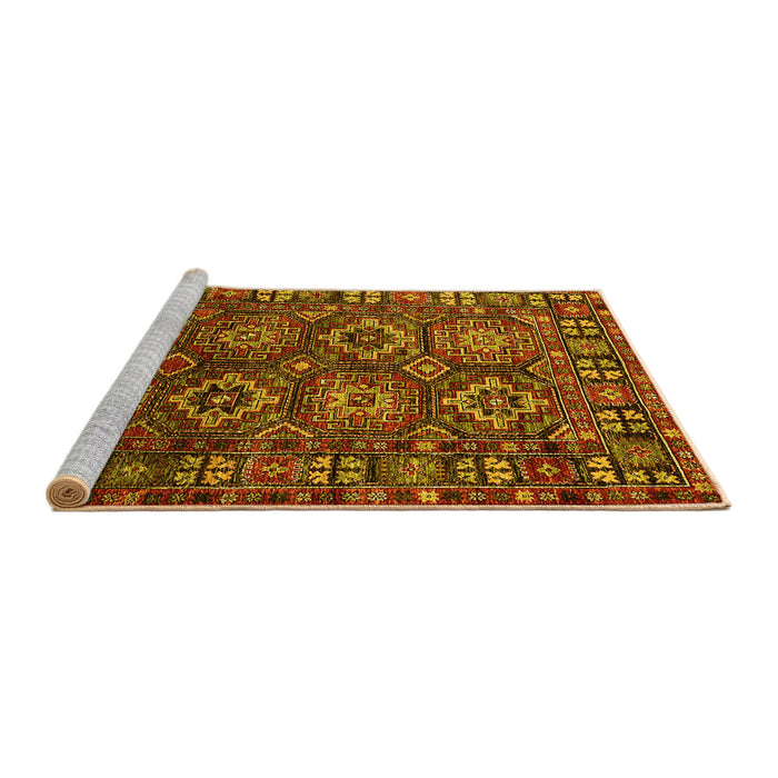 Sideview of Machine Washable Oriental Yellow Industrial Rug, wshurb2297yw