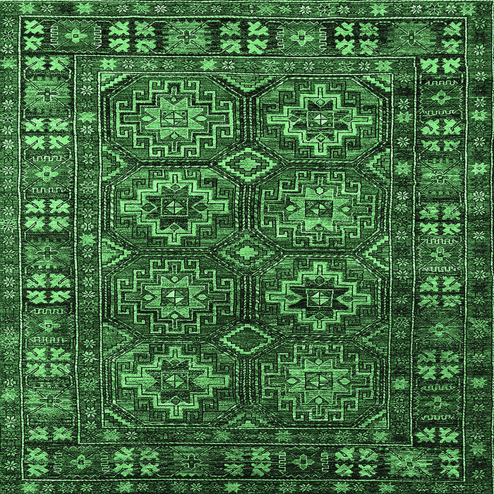 Square Oriental Emerald Green Industrial Rug, urb2297emgrn