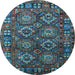 Round Oriental Light Blue Industrial Rug, urb2297lblu