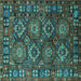 Square Oriental Turquoise Industrial Rug, urb2297turq