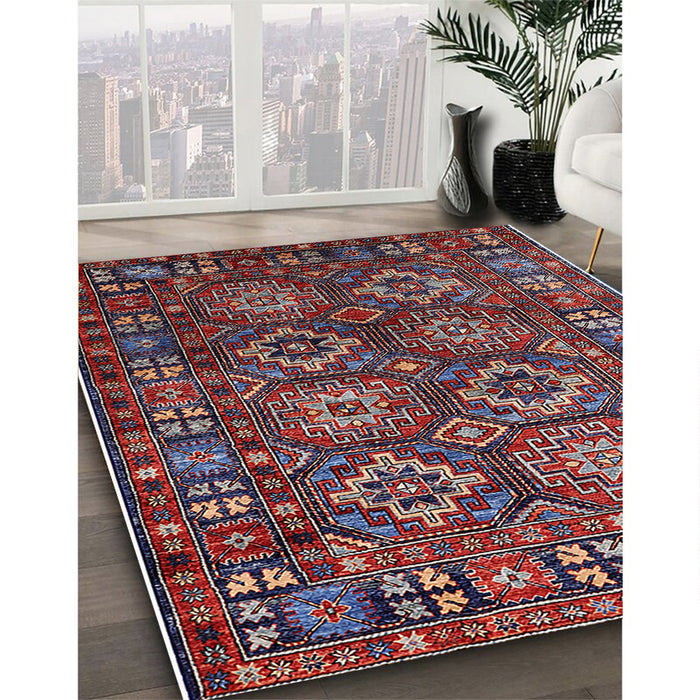 Machine Washable Industrial Modern Saffron Red Rug in a Family Room, wshurb2297