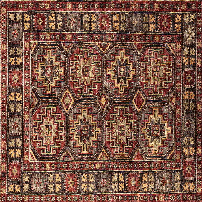Square Machine Washable Oriental Brown Industrial Rug, wshurb2297brn
