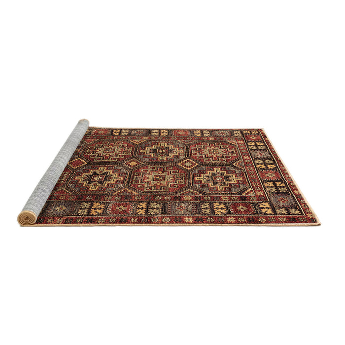 Sideview of Machine Washable Oriental Brown Industrial Rug, wshurb2297brn
