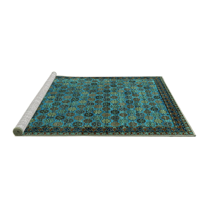 Sideview of Machine Washable Oriental Turquoise Industrial Area Rugs, wshurb2298turq
