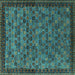 Square Oriental Turquoise Industrial Rug, urb2298turq