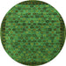 Round Oriental Green Industrial Rug, urb2298grn