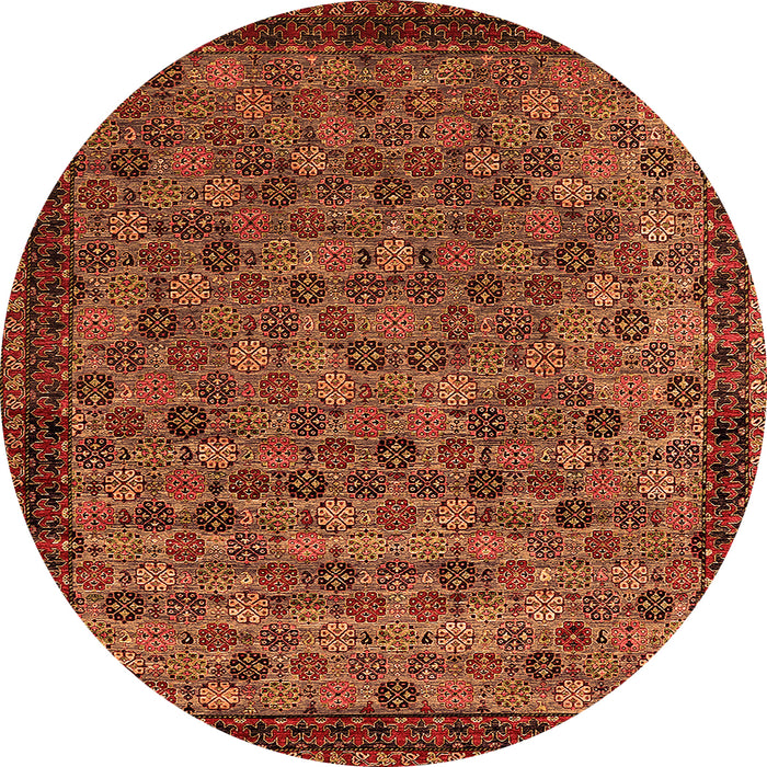 Round Oriental Orange Industrial Rug, urb2298org