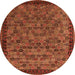 Round Oriental Orange Industrial Rug, urb2298org