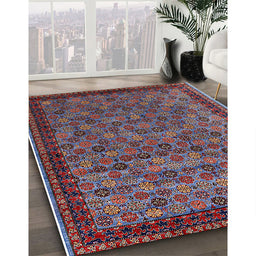Mid-Century Modern Silver Gray Oriental Rug in Family Room, urb2298