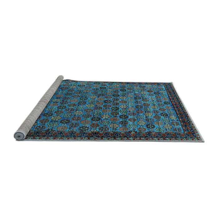 Sideview of Machine Washable Oriental Light Blue Industrial Rug, wshurb2298lblu