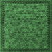 Square Oriental Emerald Green Industrial Rug, urb2298emgrn