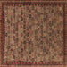 Square Oriental Brown Industrial Rug, urb2298brn