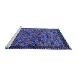 Sideview of Machine Washable Oriental Blue Industrial Rug, wshurb2298blu