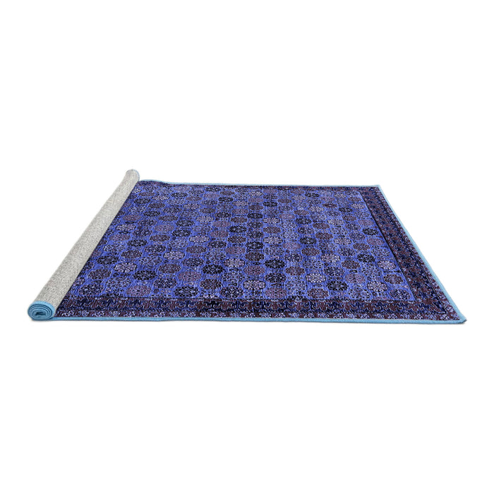 Sideview of Machine Washable Oriental Blue Industrial Rug, wshurb2298blu