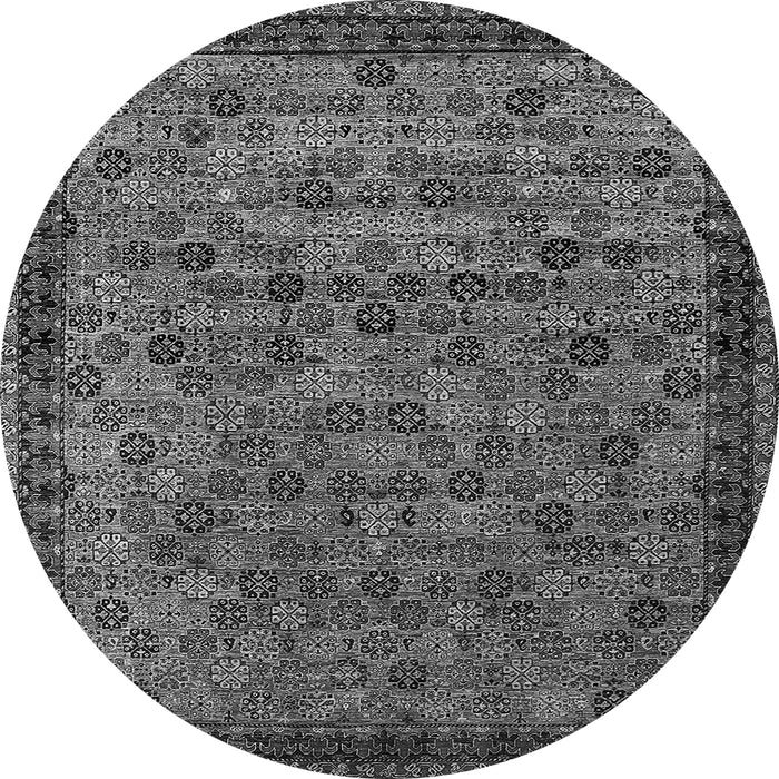 Round Machine Washable Oriental Gray Industrial Rug, wshurb2298gry