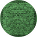 Round Oriental Emerald Green Industrial Rug, urb2298emgrn