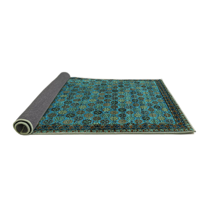 Sideview of Oriental Turquoise Industrial Rug, urb2298turq