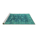 Sideview of Machine Washable Oriental Turquoise Traditional Area Rugs, wshurb2299turq