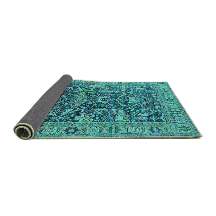 Sideview of Oriental Turquoise Traditional Rug, urb2299turq