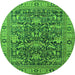 Round Oriental Green Traditional Rug, urb2299grn