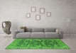 Machine Washable Oriental Green Traditional Area Rugs in a Living Room,, wshurb2299grn