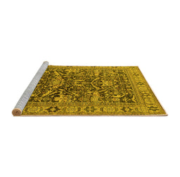 Sideview of Machine Washable Oriental Yellow Traditional Rug, wshurb2299yw