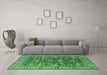 Machine Washable Oriental Emerald Green Traditional Area Rugs in a Living Room,, wshurb2299emgrn