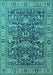 Machine Washable Oriental Turquoise Traditional Area Rugs, wshurb2299turq