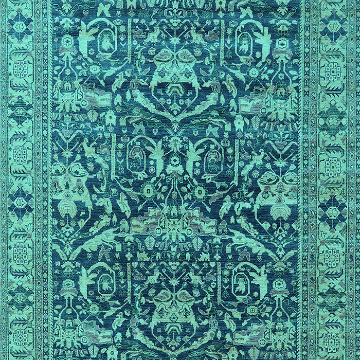 Machine Washable Oriental Turquoise Traditional Area Rugs, wshurb2299turq