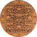 Round Oriental Orange Traditional Rug, urb2299org