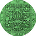 Round Oriental Emerald Green Traditional Rug, urb2299emgrn