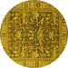 Round Oriental Yellow Traditional Rug, urb2299yw