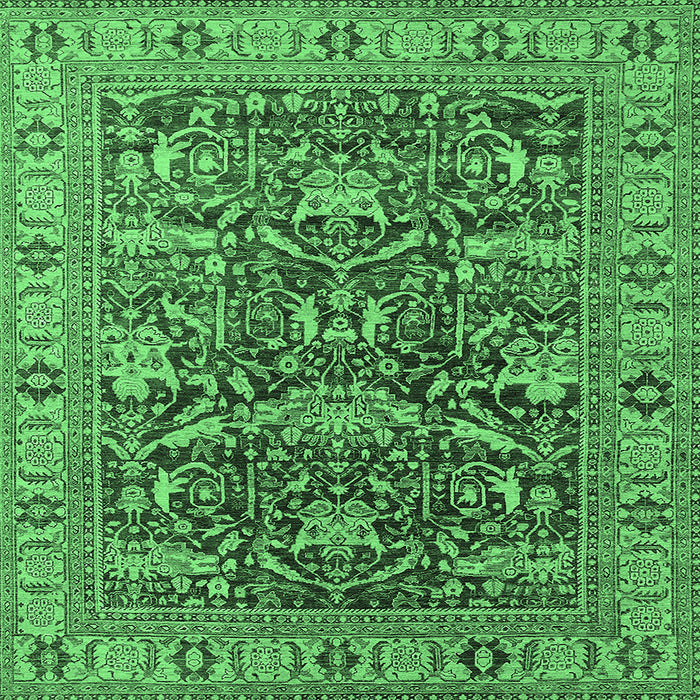 Square Oriental Emerald Green Traditional Rug, urb2299emgrn